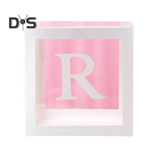 Balloon Box Reusable Clear Paper Box with Letter Stackable DIY Assembly 25 X 25cm Cube Box for Graduation Wedding Birthday Party Decor