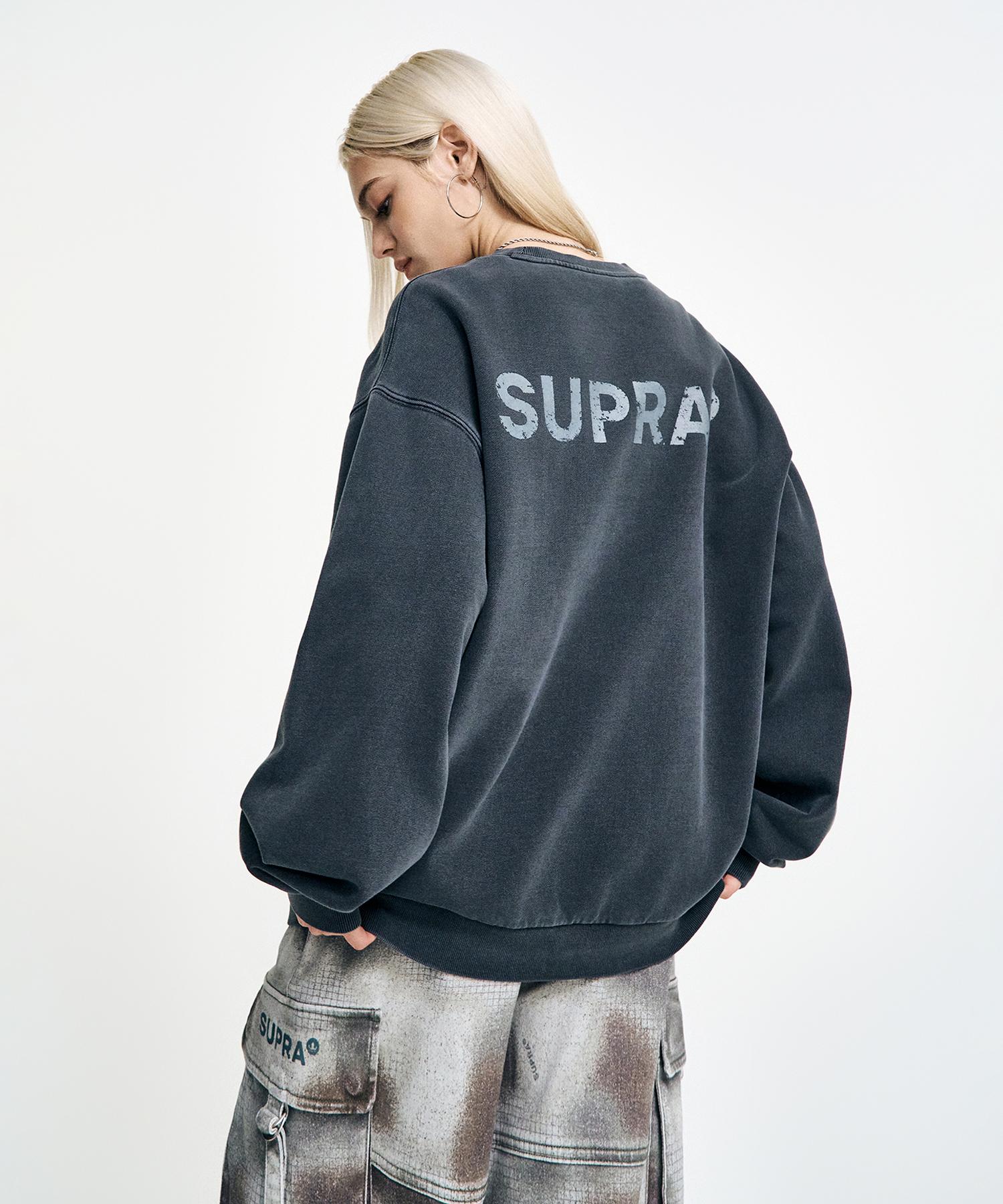 Свитшот Supra с окрашиванием garment-dyed и оригинальным логотипом (Серый) Cgd/S