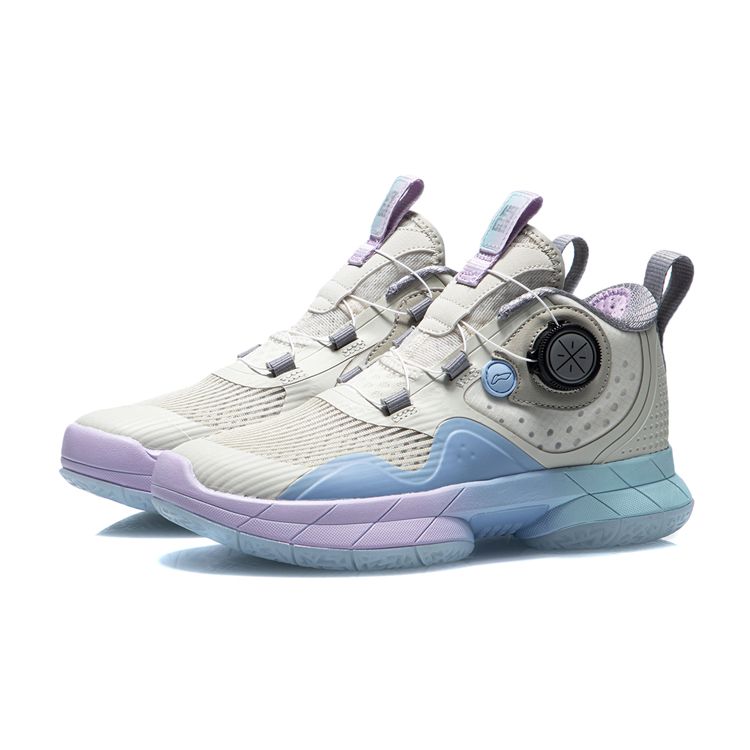 Li Ning Wade Rebirth Anti-Slip Shock Absorbing Durable Lightweight Rebound Mid-Top Kids Basketball Shoes Kids basketball shoes White Pink YKBR030-1