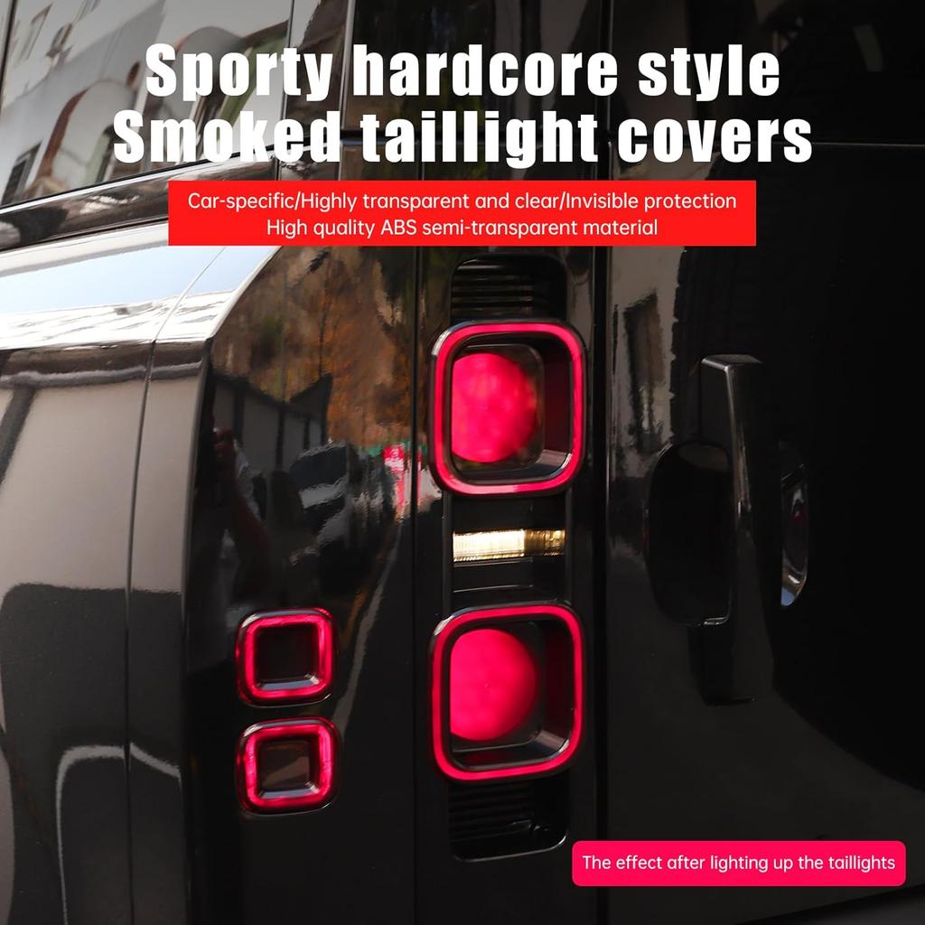Smoked Tail Light Cover for 2020-2025 2026 Land Rover Defender 90 110 130 Rear Tail Light Fog Light Housing Exterior Conversion Black Knight
