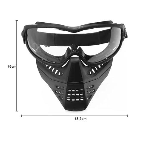 3-in-1 Anti-Fog Full Face Mask for Airsoft, Anti-Fog Lens, Face Guard (Black)