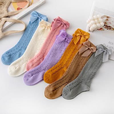 1 Paar Zomer Strik Baby Meisjes Sokken Peuter Lange Sok Baby Kniehoog Katoen Gaas Spaanse Stijl Ademende Sokken Voor 0-8 Jaar