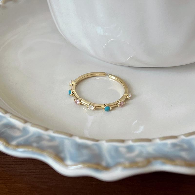 2025 Unique Blue Mother-of-Pearl Enamel Oil Drop Ring - Elegant Luxury for Girls