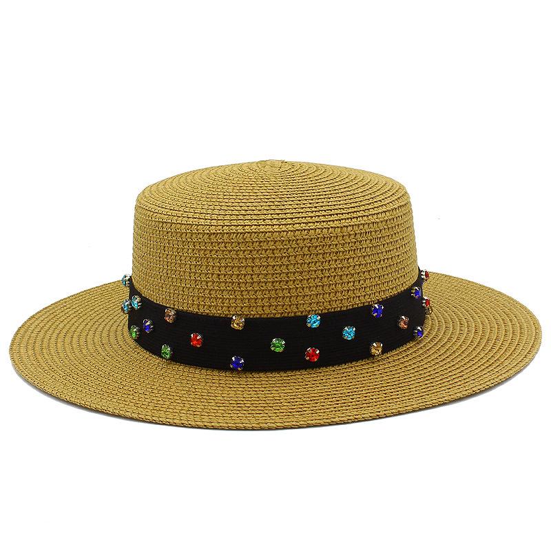 High-quality women's flat-top Panama straw hat summer explosion sunscreen top hat new hat stall