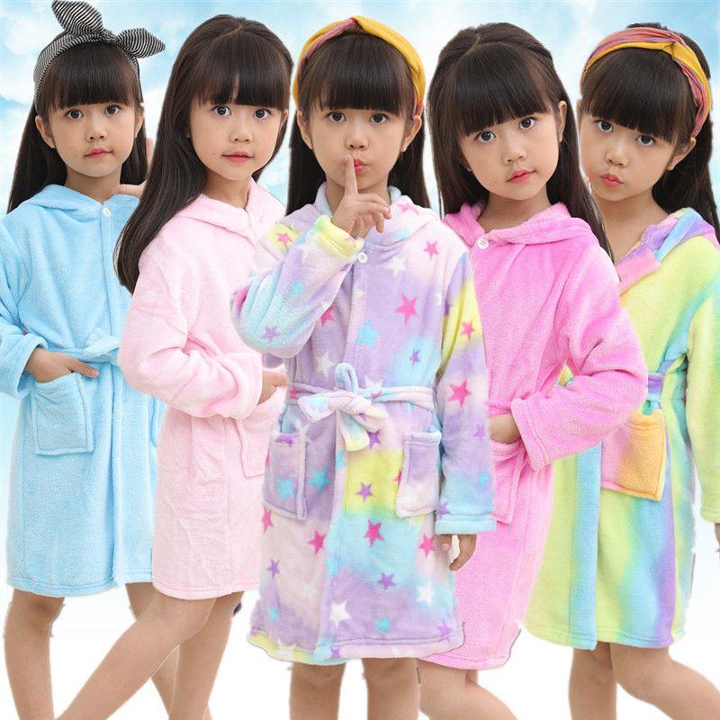 Soft And Cozy Unicorn Kids Bathrobe For Girls Boys Sleepwear Nightwear