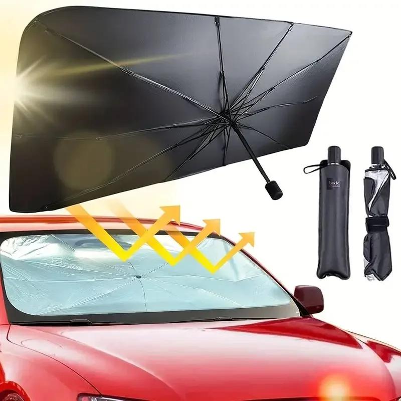 Car Sunshade Foldable Windshield Umbrella Sun Shade Curtain Car Front Window Parasol Sun Protector Thermal Insulation