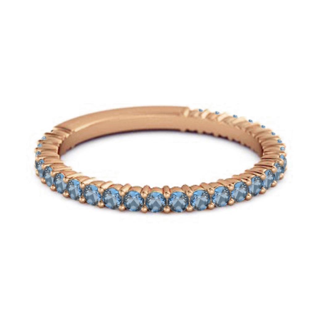 London Blue Topaz Eternity Band Ring - 925 Sterling Silver Rose Gold Vermeil