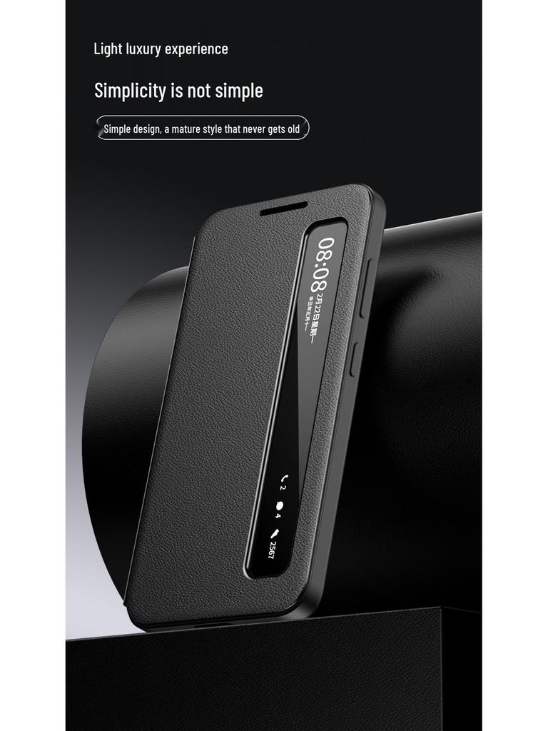 Samsung A-Serie Leder-Klapphülle: Kompatibel mit A16, A56, A55, A36 - Smart Window Business Cover.