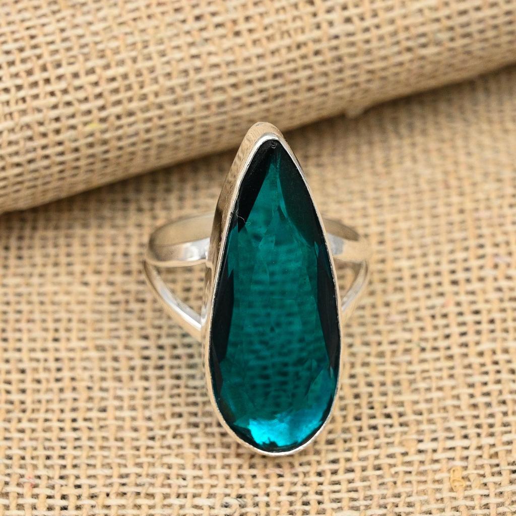 Indicolite Tourmaline Gemstone Handmade Jewelry Solid 925 Sterling Silver Ring
