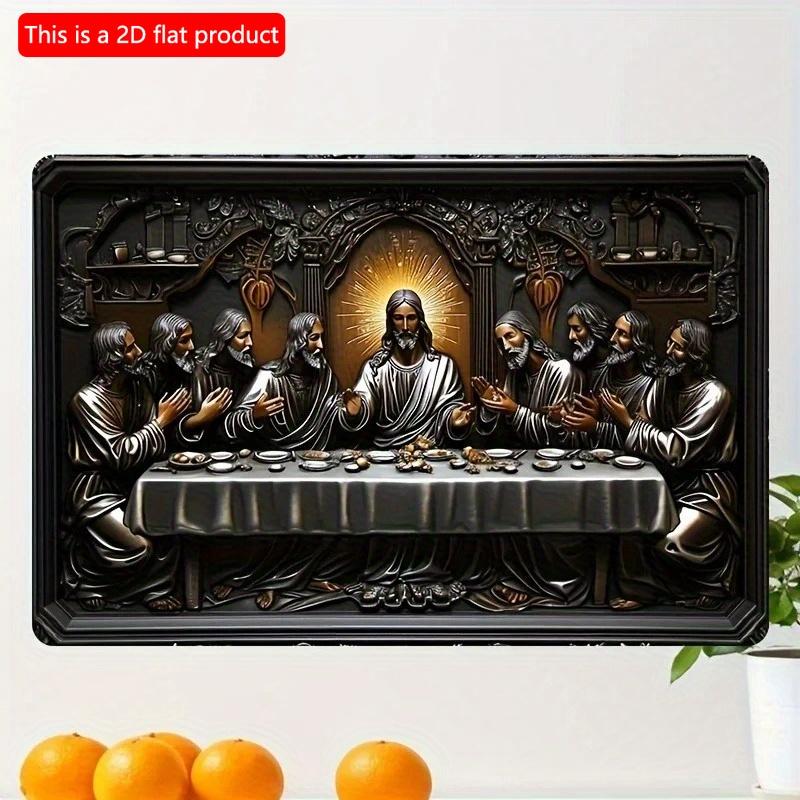 

2d Flat 30*20cm, Last Supper Wooden Wall Art Sign, Elegant Black Wooden Decor with Religious Scene, Wooden Material, for Home, Kitchen, Bedroom, Bar. 30*20cm