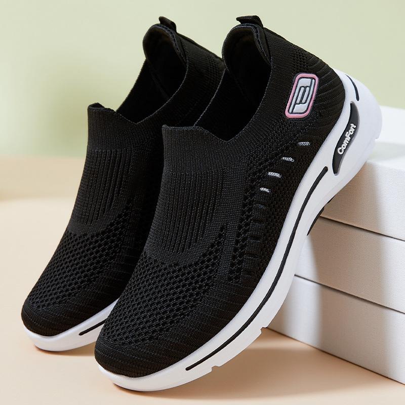 Shoes Women's Summer New Foreign Trade Women's Single Shoes Casual Mother Shoes One Pedal Flying Woven Breathable Women's Shoes