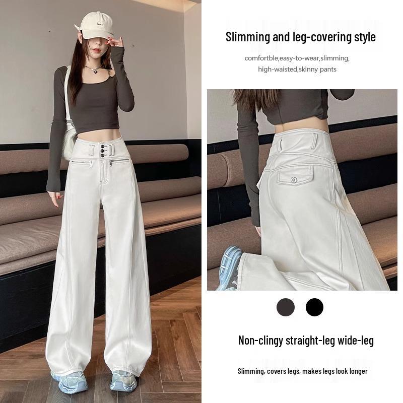 

2025 Women s Loose-Slimming Straight Leg Jeans - Wide Leg Fashion for Spring, Autumn, Winter L