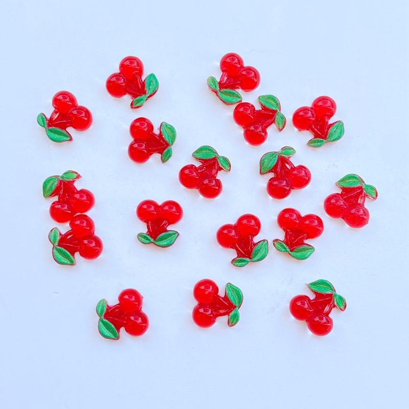 50 Stück Niedliche Mini-Frucht Rote Kirsche Nagelkunst Harz Designer Anhänger DIY Basteln Für Nagel 3D Dekorationen Schmuck