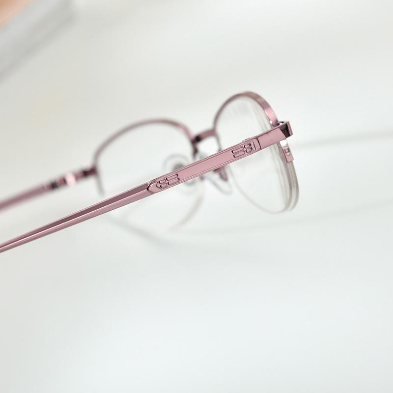 Ladies Pink Half Frames Elegant Reading Eyeglasses Metal Mother Stylish Reading Eyeglasses Resin Super Lightweight Reading Reading Eyeglasses