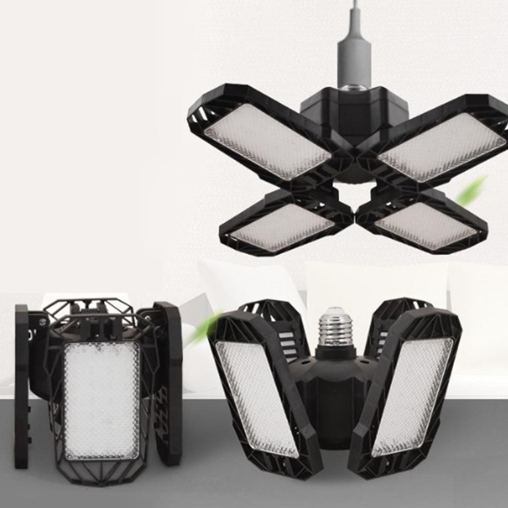 Foldable 4 Panels LED Garage Light 60W 6500K Cold White Collapsible Garage Folding Lamp for Living R