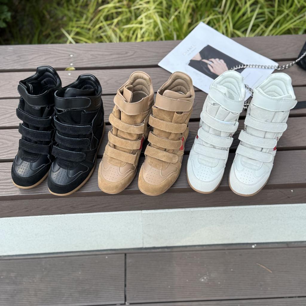 Invisible inner height increase high-top shoes women's shoes autumn color matching round head Velcro sports casual shoes hiking shoes