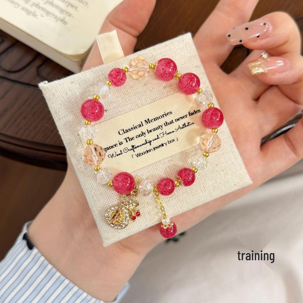 Charming Pink Crystal Floral Bracelet - Court Style Dream Gift for Girlfriend