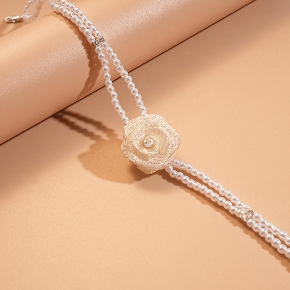 Jewelry Accessories Korean Style Choker Mesh Rose Pearl Clavicle Chain Flower Pearl Necklace Women
