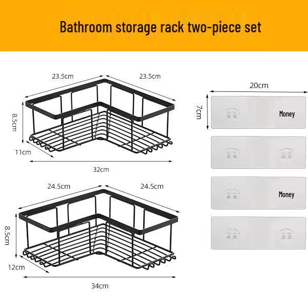 No-Drill Corner Bathroom Shelf Wall-Mounted Shower Storage