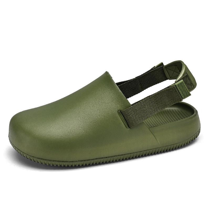 Foreign Trade Large Size Fashion Men's Home Two Wear Thick-soled Bag Head Slippers Waterproof and Oil-proof Chef Shoes Outdoor Gardener Shoes