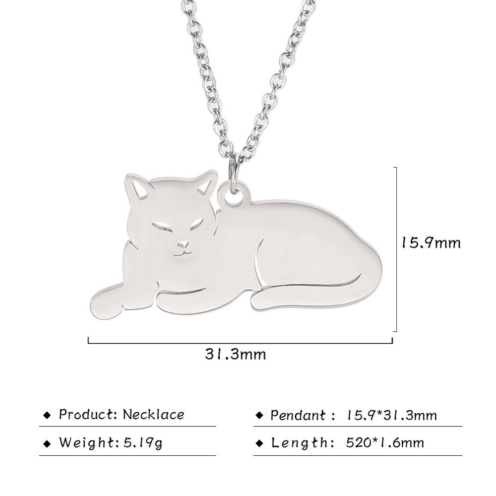 

Teamer Cat Pendant Necklace for Women Stainless Steel Jewelry Animal Kitten Choker Women s Neck Chain Gifts 2026 Dropshipping