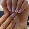 Le Fan Polka Dot French Wearable Short Almond Flower Bow Nail Art Tips False Nails