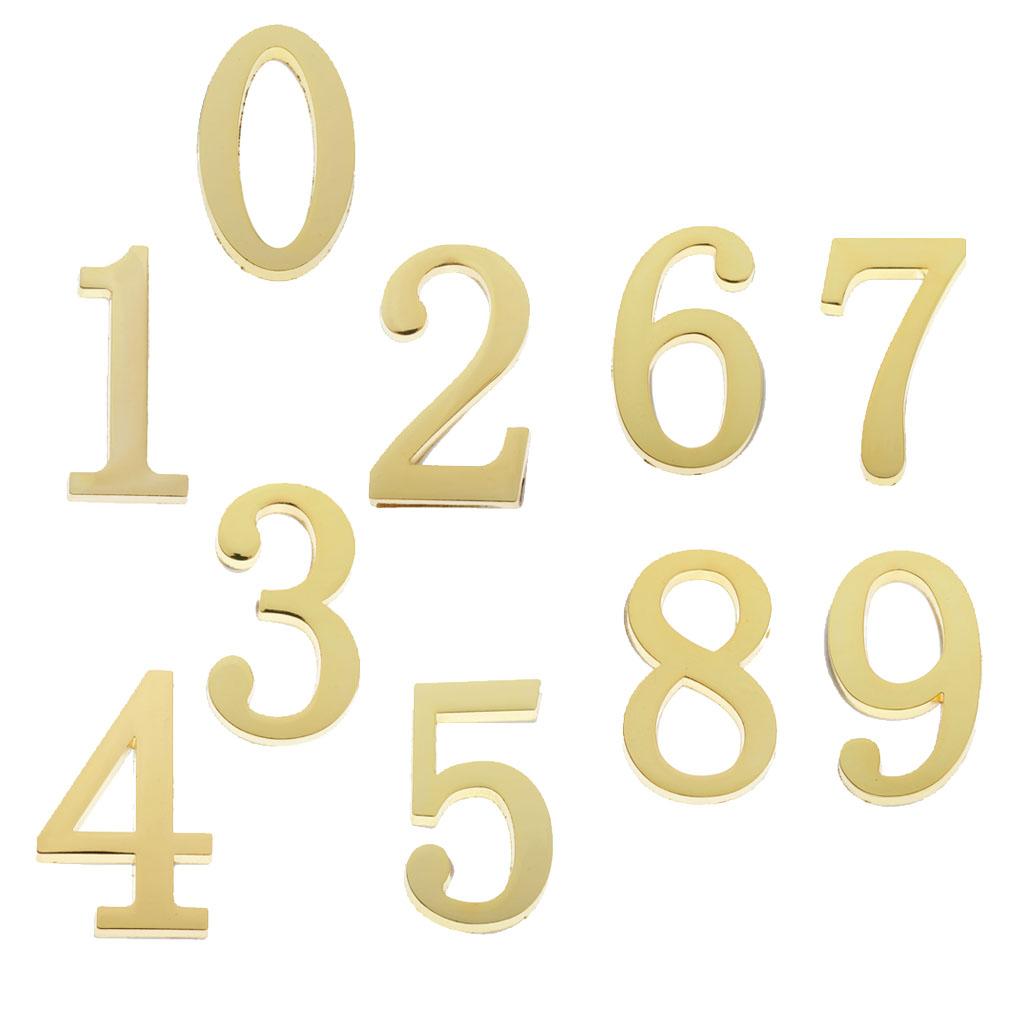 Golden Metal Digit Door Numbers Sign Plate DIY Mailbox House Outdoor 1