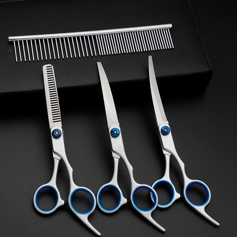 Professional Pet Grooming Scissors Set: Curved Trimming Shears for Dog Hair & Teddy Cuts