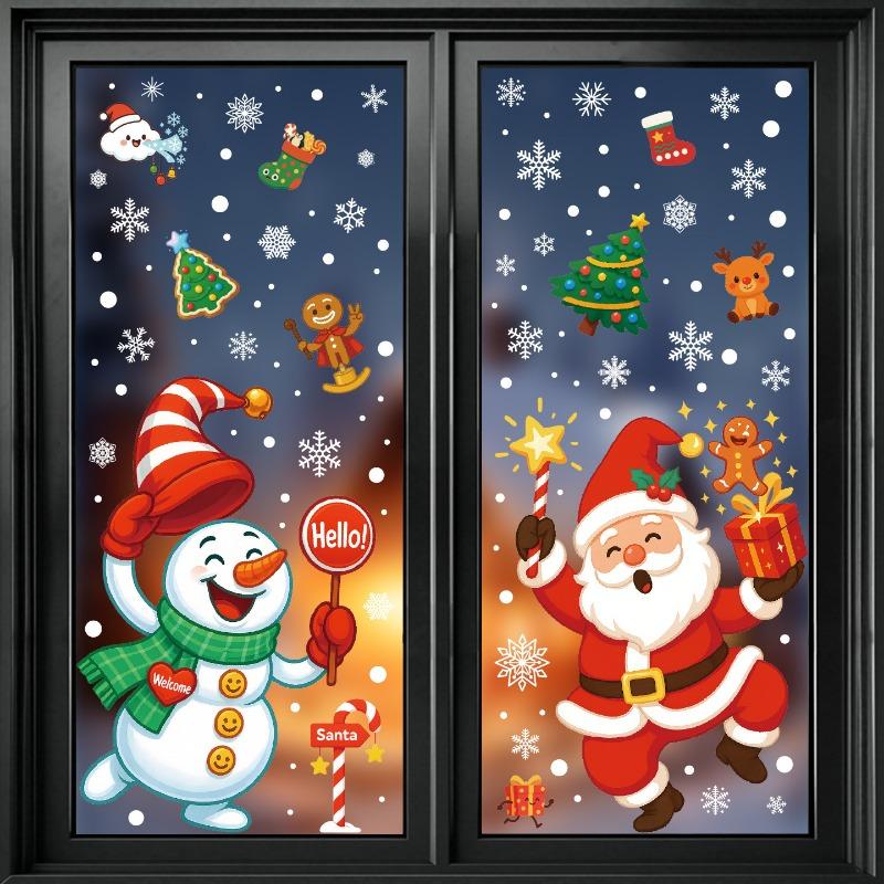 Christmas Static Cling Stickers for Decorating The Storefront Window Scenes of Snowflakes.