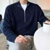 Men's Korean Style Autumn Knitwear: Trendy Half-Zip High Neck Pullover