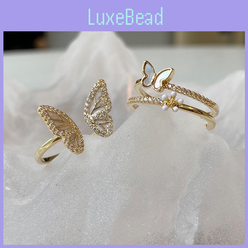 Elegant Korean Daejeon Butterfly Ring For Women Adjustable Open Copper Design