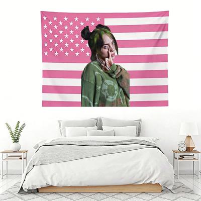 Billie Eilish Ροζ Αμερικανική Σημαία Ταπισερί Μουσική Σταρ Διακοσμητικό Τοίχου για Υπνοδωμάτιο Σαλόνι Φοιτητική Εστία Τέλειο Δώρο για Θαυμαστές