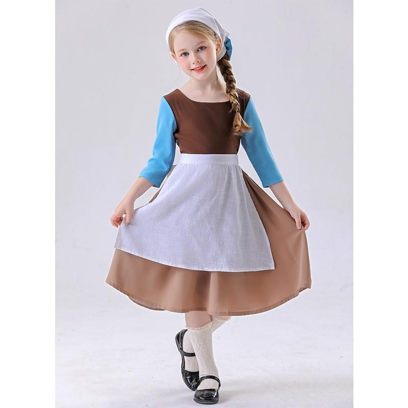 Halloween Costume Dress Girls Cosplay Fairy Tale Maid Princess Outfit Stage Performance