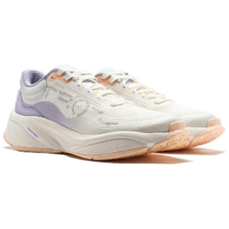 Li Ning Soft Cushioning Abrasion Resistant Breathable Lightweight Low top Casual Shoes Women's White Purple AGLU010-3