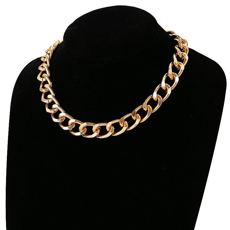Punk style heavy metal chain necklace, stylish and simple hip hop NK thick side chain necklace