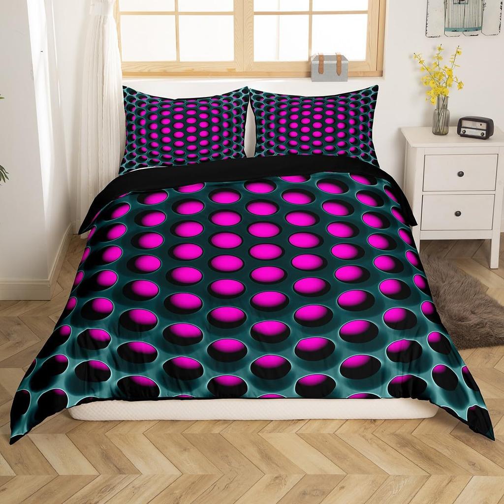 Abstract Honeycomb Coal 3D Digital Printing Three-Piece Set, Duvet Cover, Bedding Set With Pillowcase