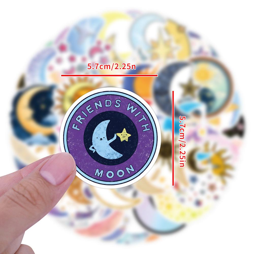 55 Moon and Star Moon Star Graffiti Stickers Decorative Scooter Laptop DIY Stickers