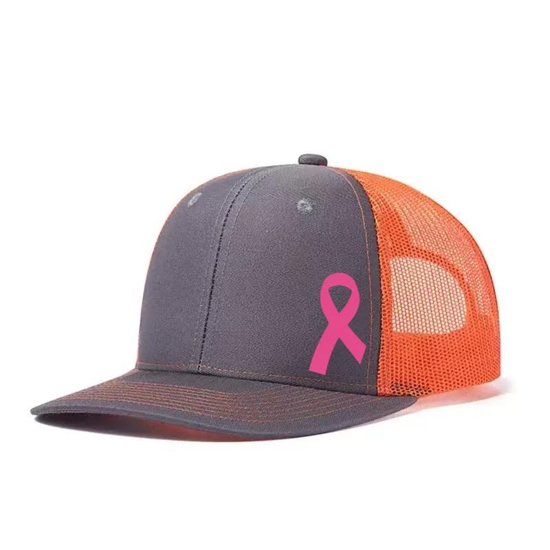 Pink Ribbon Printed Adjustable Baseball Cap Classic Snapback Dad Hat Breathable Trucker Mesh Hat Golf Fishing Outdoor Sun Cap
