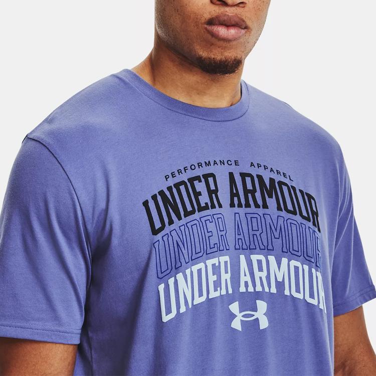 Under Armour Collegiate Casual Breathable Loose Training Short Sleeve T-Shirt Men Tops Purple 1361671-561