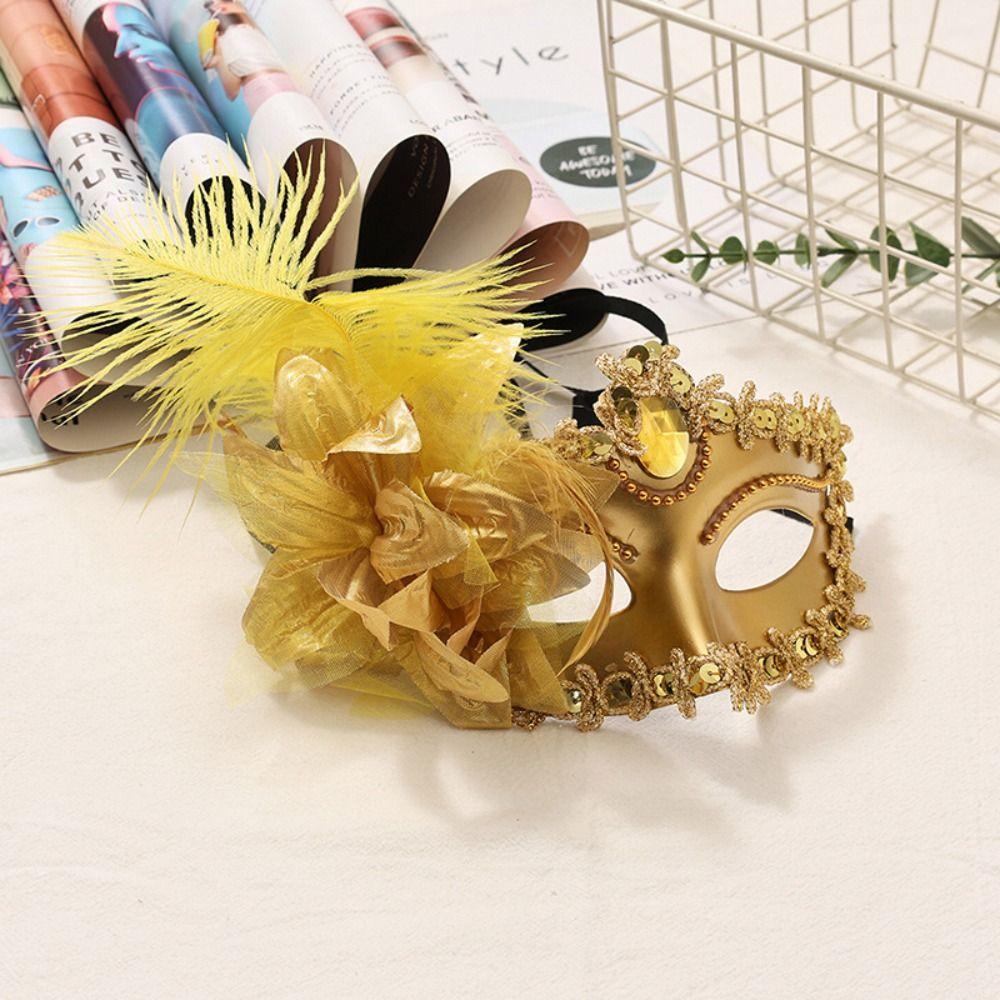 Flower Half-Face Mask Multicolor Masquerade Ball Mask Novelty Feather Mask  Costume Party