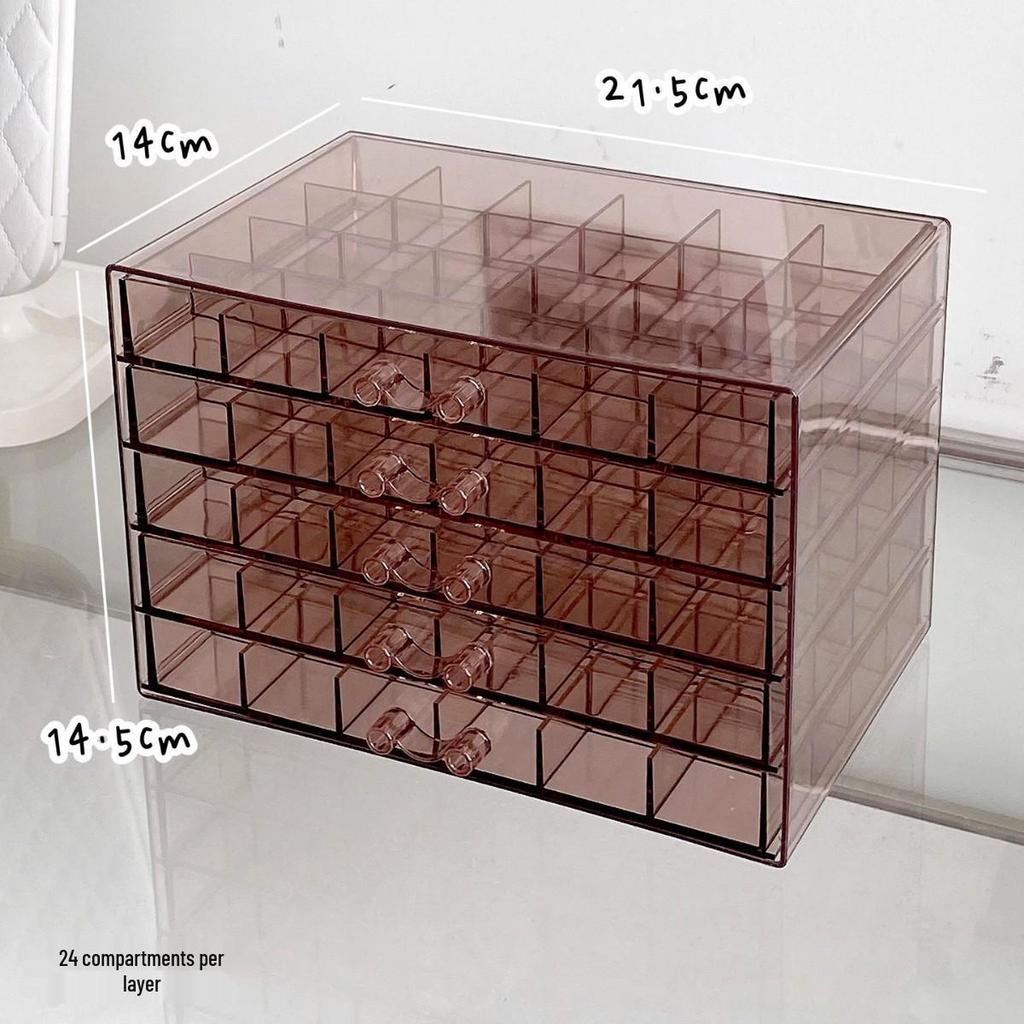 Large Capacity Multi-Layer Desktop Jewelry Storage Box with Transparent Drawers for Earrings and Rings