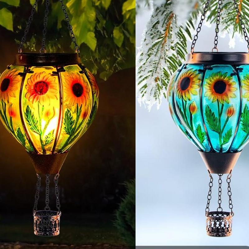 Hot Air Balloon Solar Lantern LED Flickering Flame Hot Air Balloon Solar Lights Outdoor Colorful Solar Lanterns Outdoor