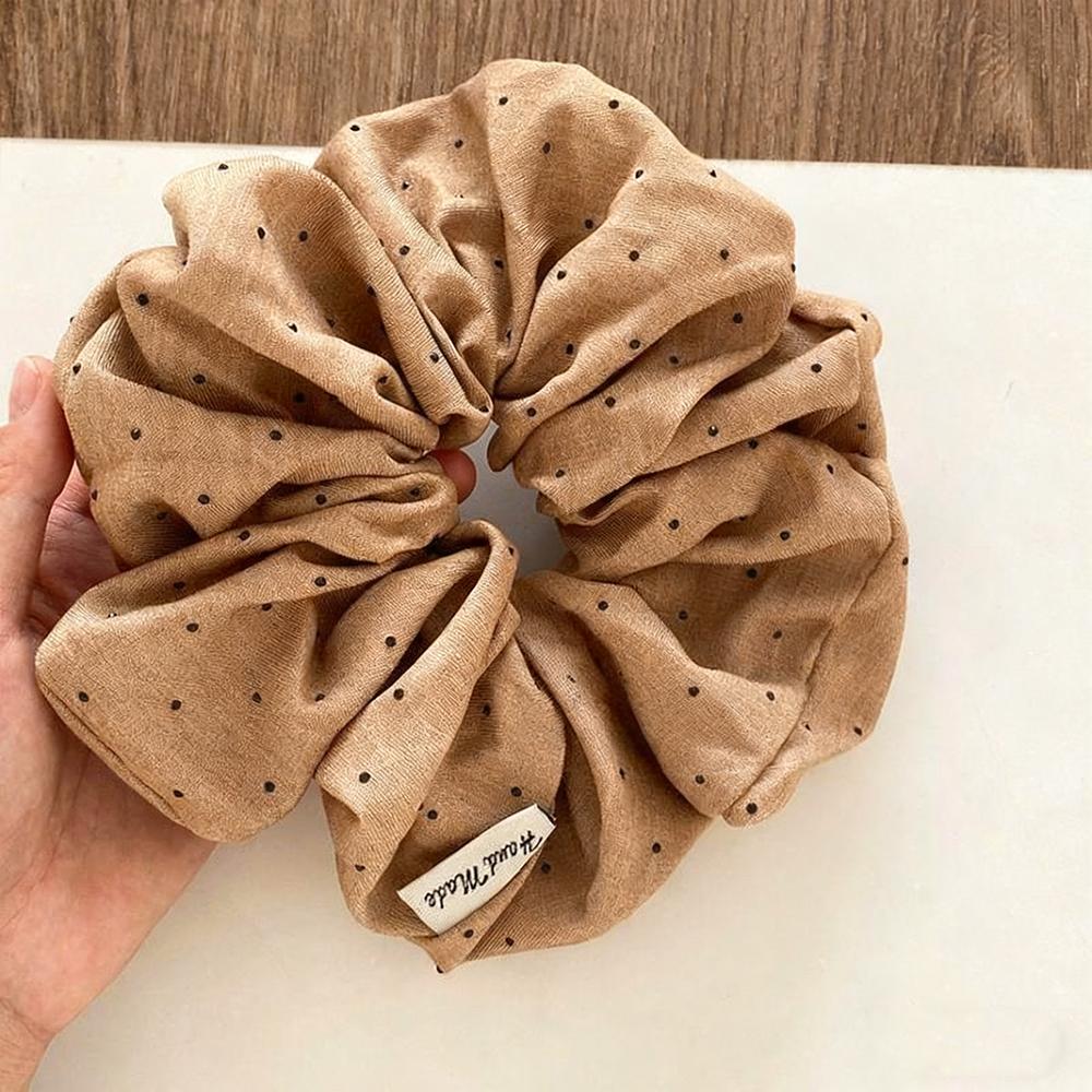 

New Fashion Autumn Winter Women Brown Polka Dot Hair Bundle Oversized Simple Scrunchies Cute Elastic Hair Bands Elegant Headwear хакі
