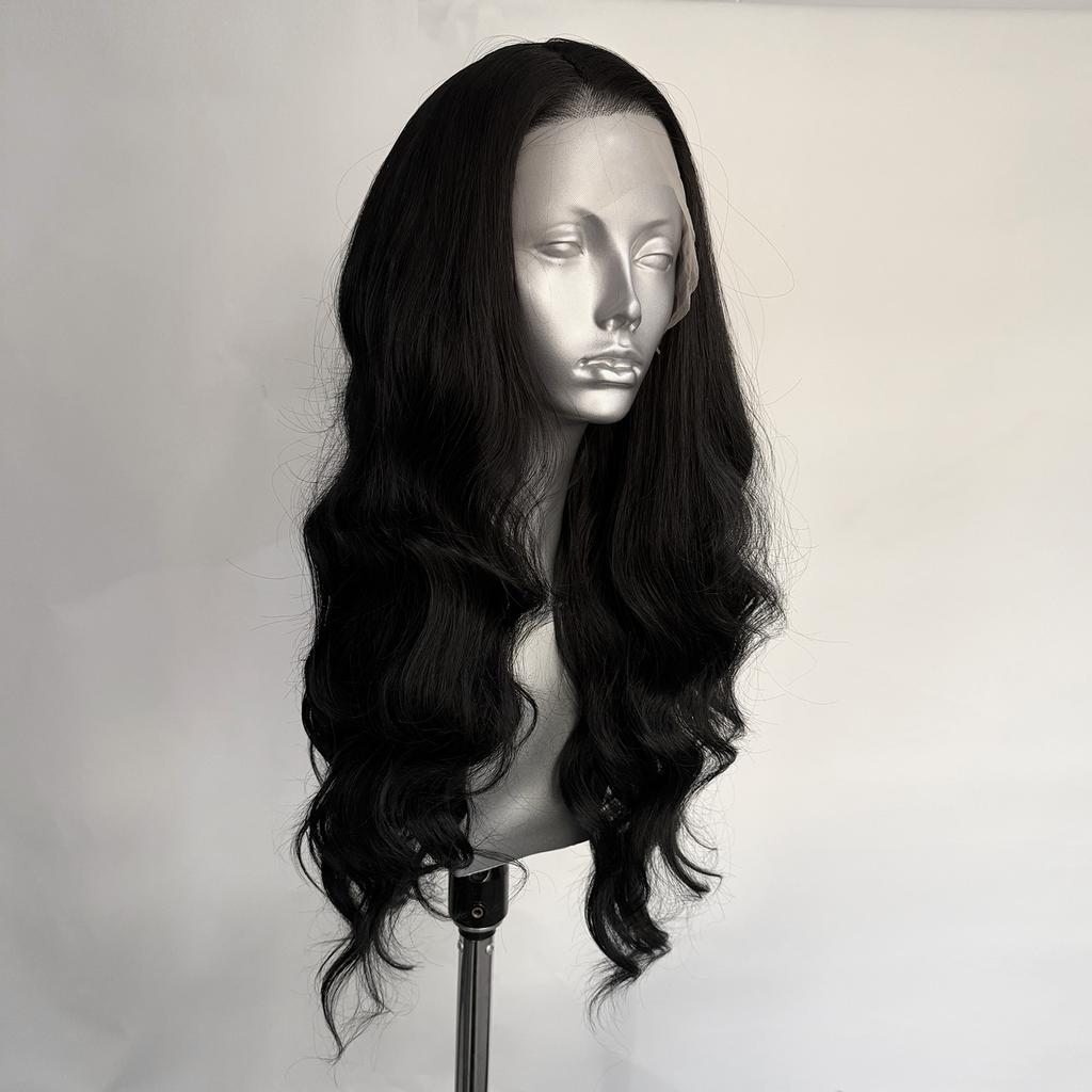 AIMEYA Black Lace Front Wig Natural Hairline 13x4 Long Body Wave Wig Heat Resistant Synthetic Hair Long Body Wave Daily Wear Wig