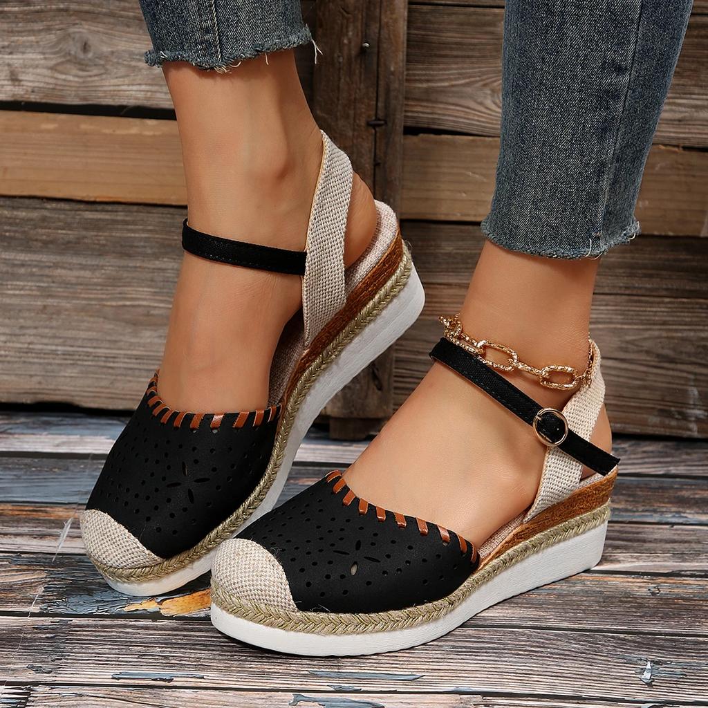 Fashion Women Closed Toe Wedge Sandals Fashion Espadrilles Platform Sandals Summer Buckle Strap Gladiator Shoes Woman Sandalias De Mujer