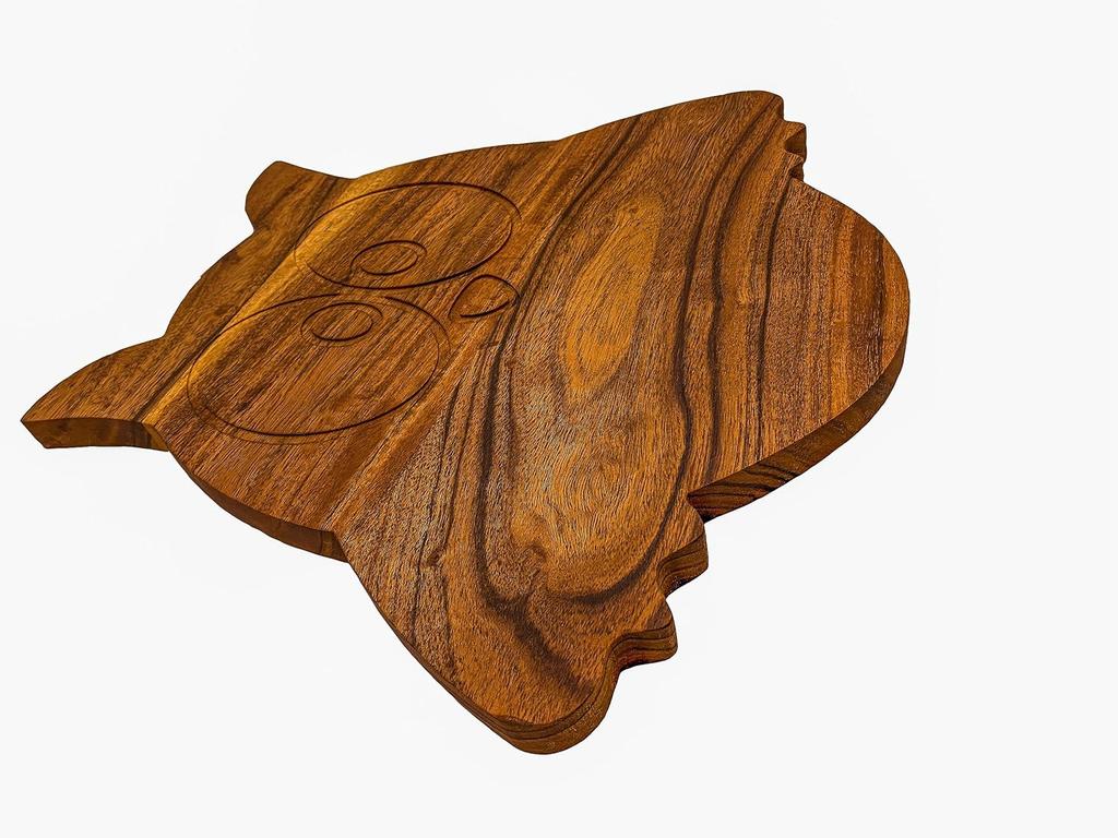 Halloween Gruseliges Eulchenförmiges Holzschneidebrett für die Küche, Holzschneidebretter mit Rille, Schneidebrett für die Tischdekoration, Serviertablett