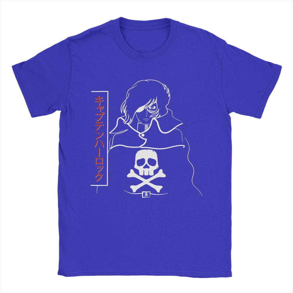 Space Pirate Captain Harlock Albator T-Shirts for Men Casual Cotton Tees Round Neck Short Sleeve T Shirt Graphic Clothes