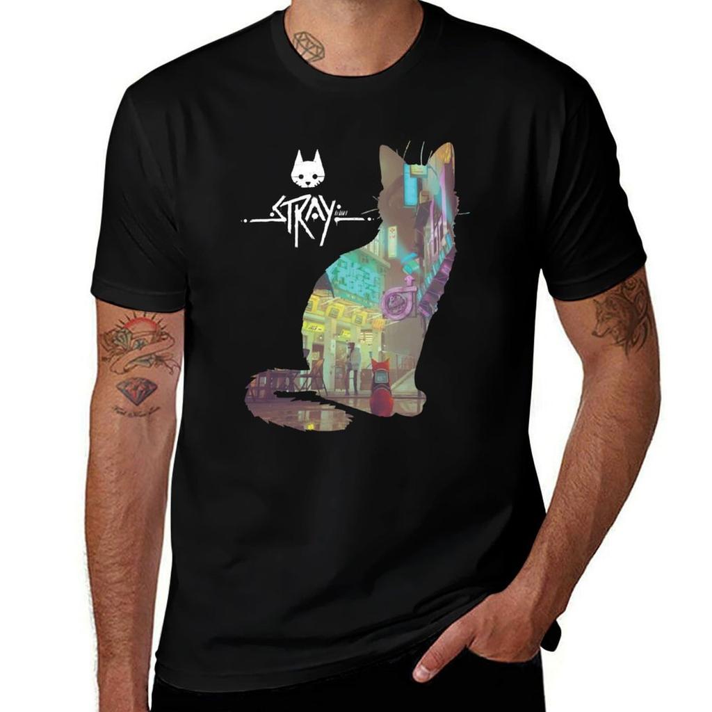 Stray Video Game TShirt Vintage Print Crew Neck Tee