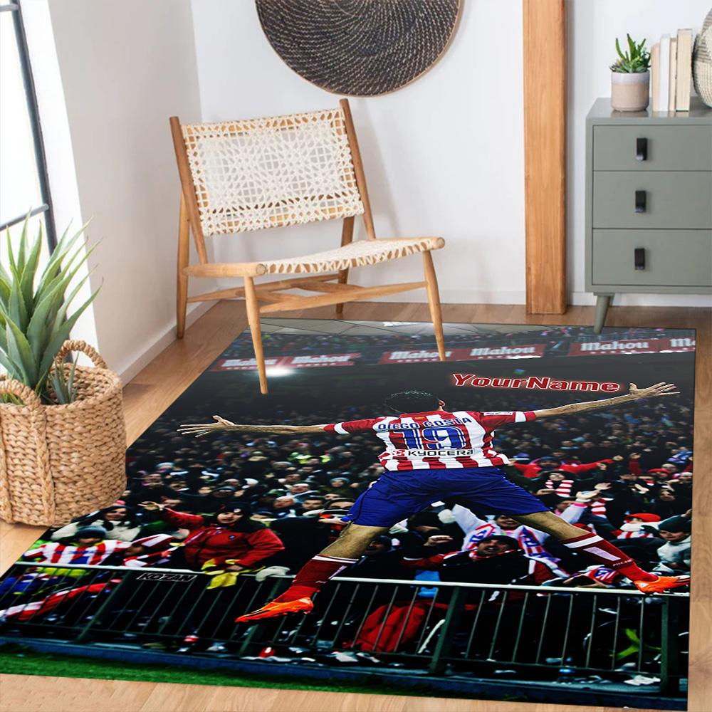 Atletico Madrid Personalized Name Carpet Perfect for Bedrooms Foyer Hallway Entryway Anti-slip Rug Decorate Offices Gift for Festivals