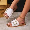 Fashion Plus Size 2025 Summer New Open Toe Women’s Slippers Round Toe Buckle Sewing Flat with Slippers for Outdoor Daily & Casual Sandal